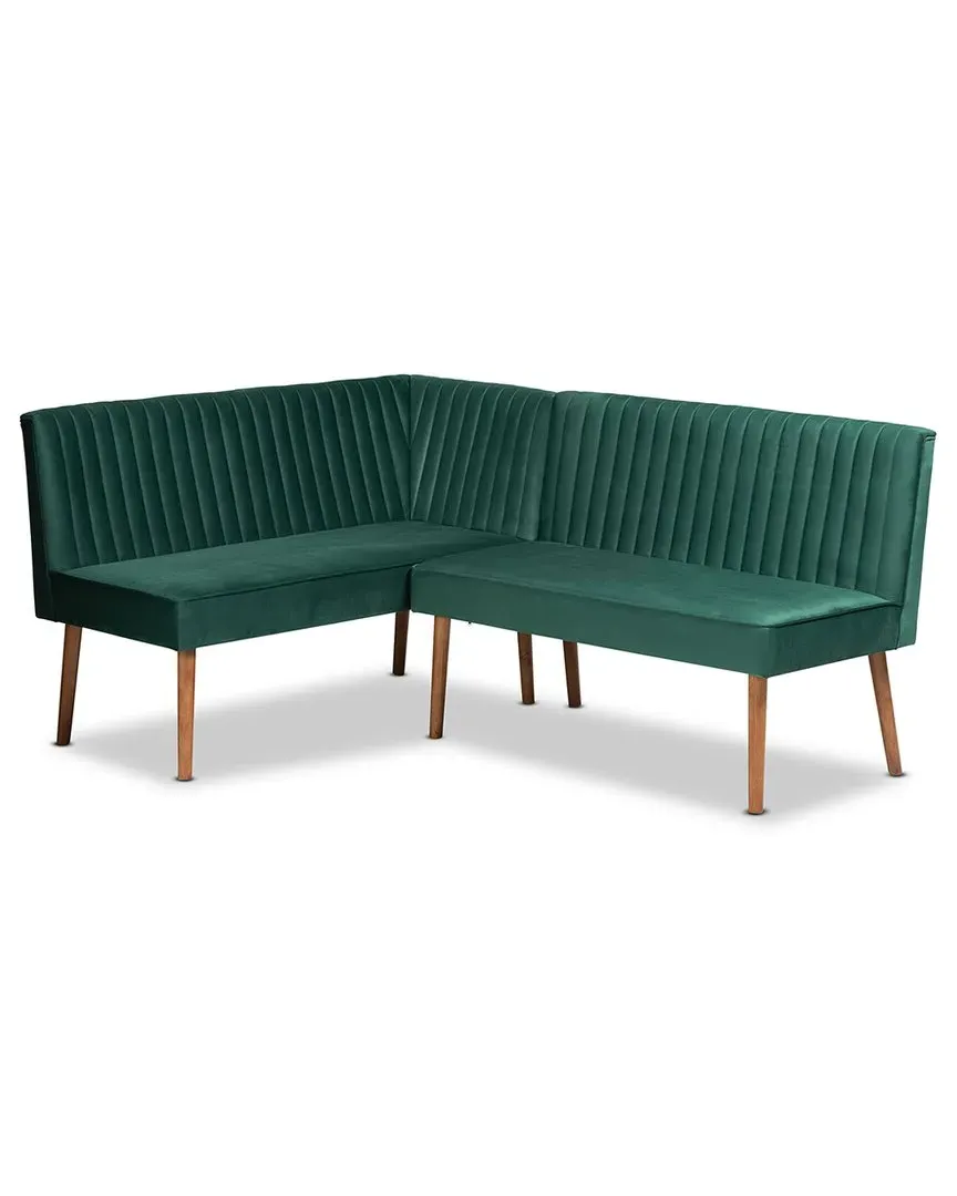 Alvis 2-Piece Dining Nook Banquette Set - Green, Velvet image