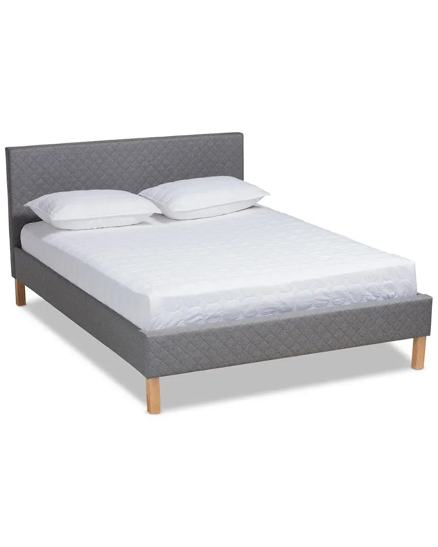 Aneta King Size Platform Bed - Grey, Polyester