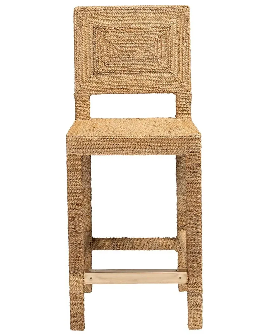 Anfield Counter Stool with Footrest - Natural, Mahogany