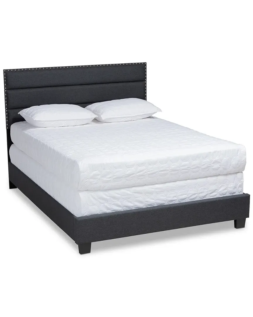 Ansa Queen Size Bed Frame - Dark Grey, Polyester