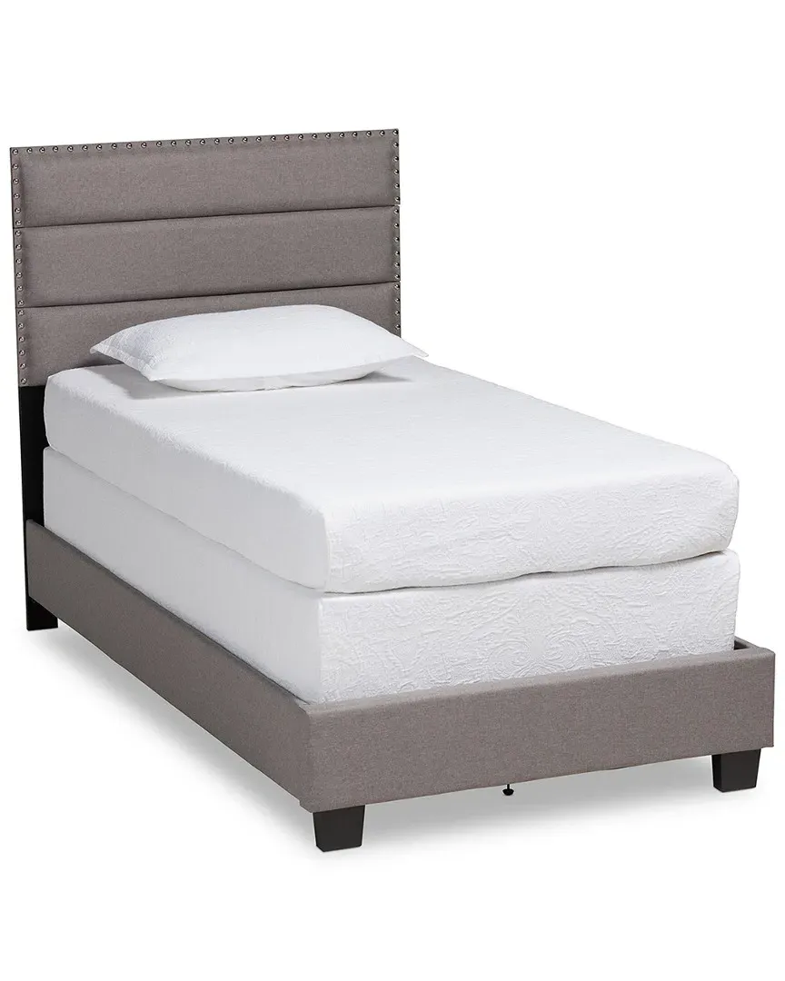 Ansa Twin Size Bed Frame - Grey, Polyester image