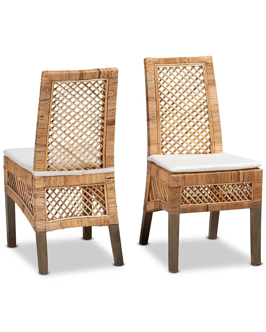 Argos 2-Piece Dining Chair Set - White, Rattan