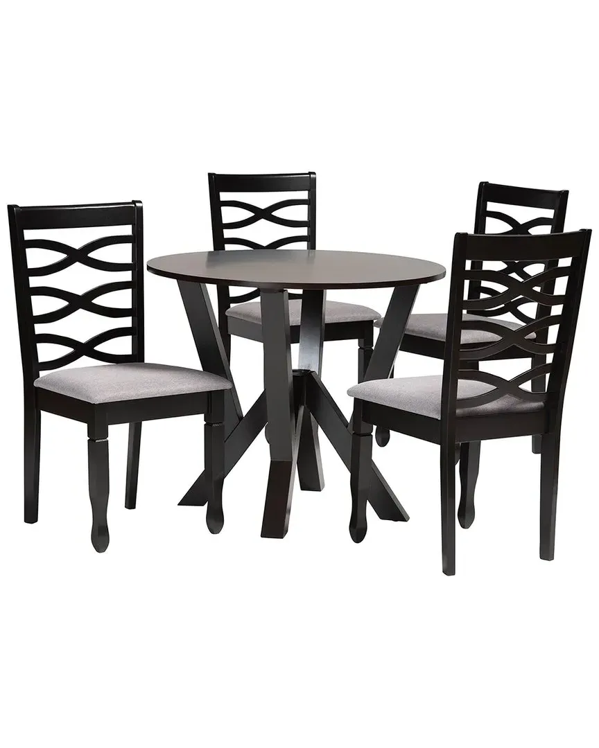 Ariane 5-Piece Dining Set - Grey, Rubberwood