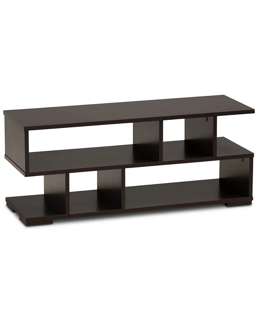 Arne TV Stand with 6 Shelves - Dark Brown, Wood image