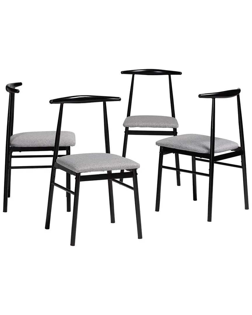 Arnold Industrial Fabric & Metal 4pc Dining Chair Set - Grey image