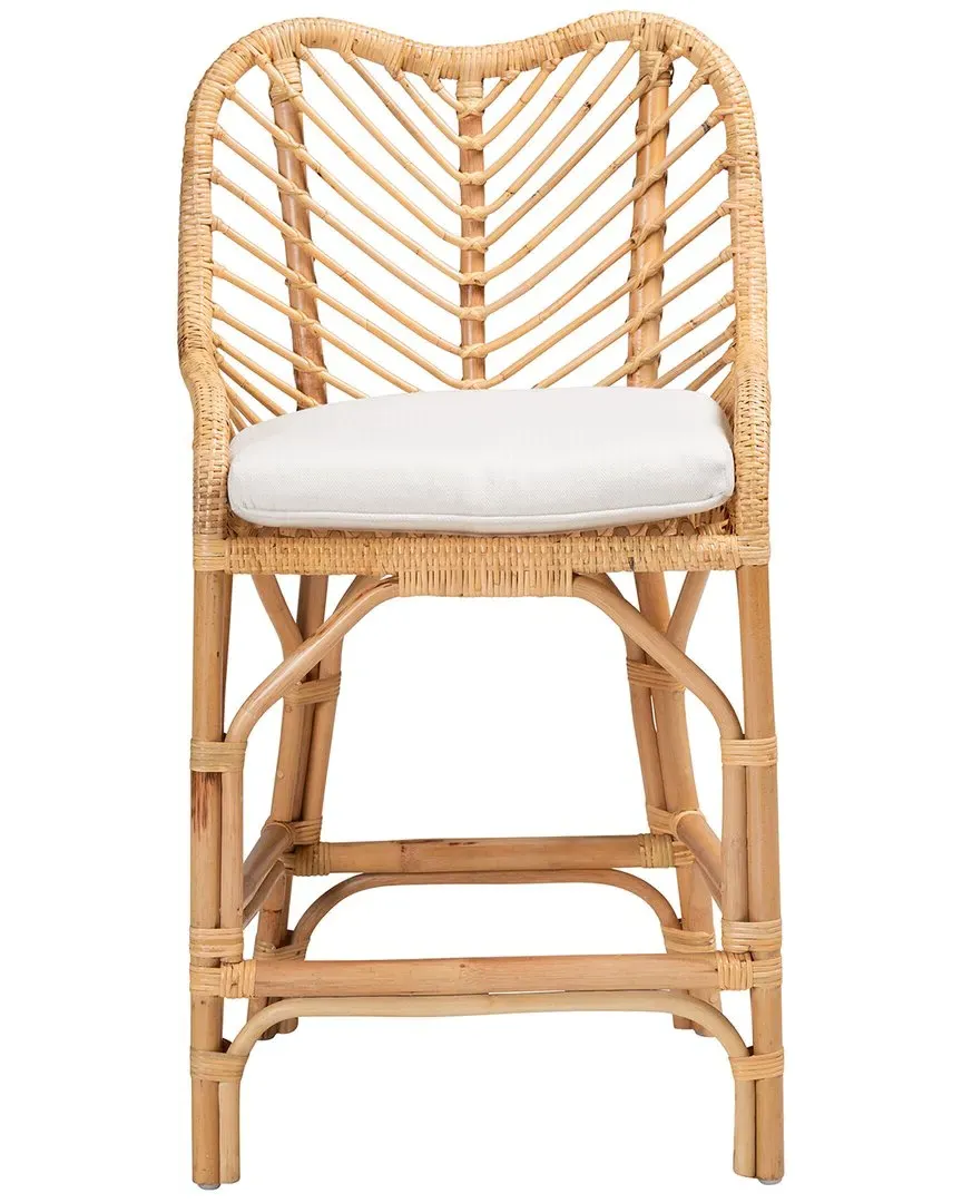 Arween Rattan Counter Stool - White, Natural Brown