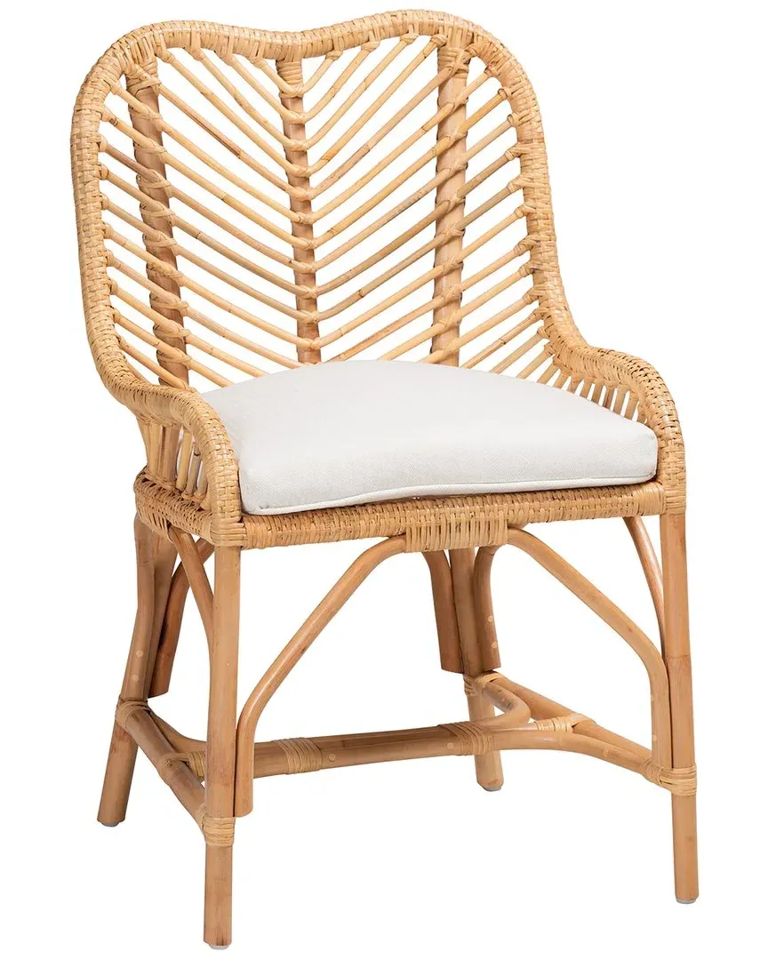 Arween Rattan Dining Chair - White, Natural Brown image