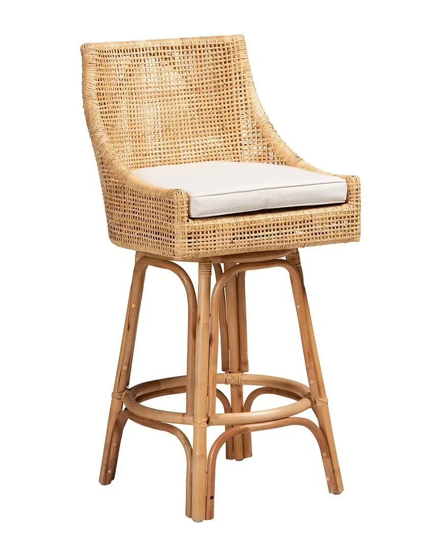 Bella Bar Stool with Cushion - Natural Brown, Rattan