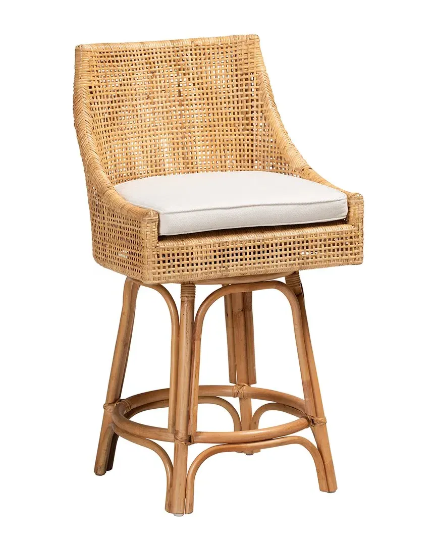 Bella Counter Stool with Cushion - Natural Brown, Rattan