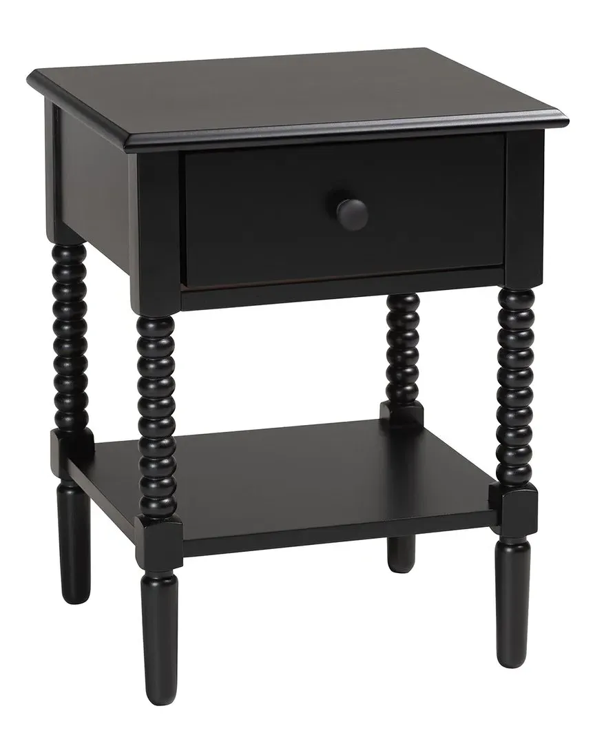 Braith 1-Drawer Nightstand with Spindle Details - Black image