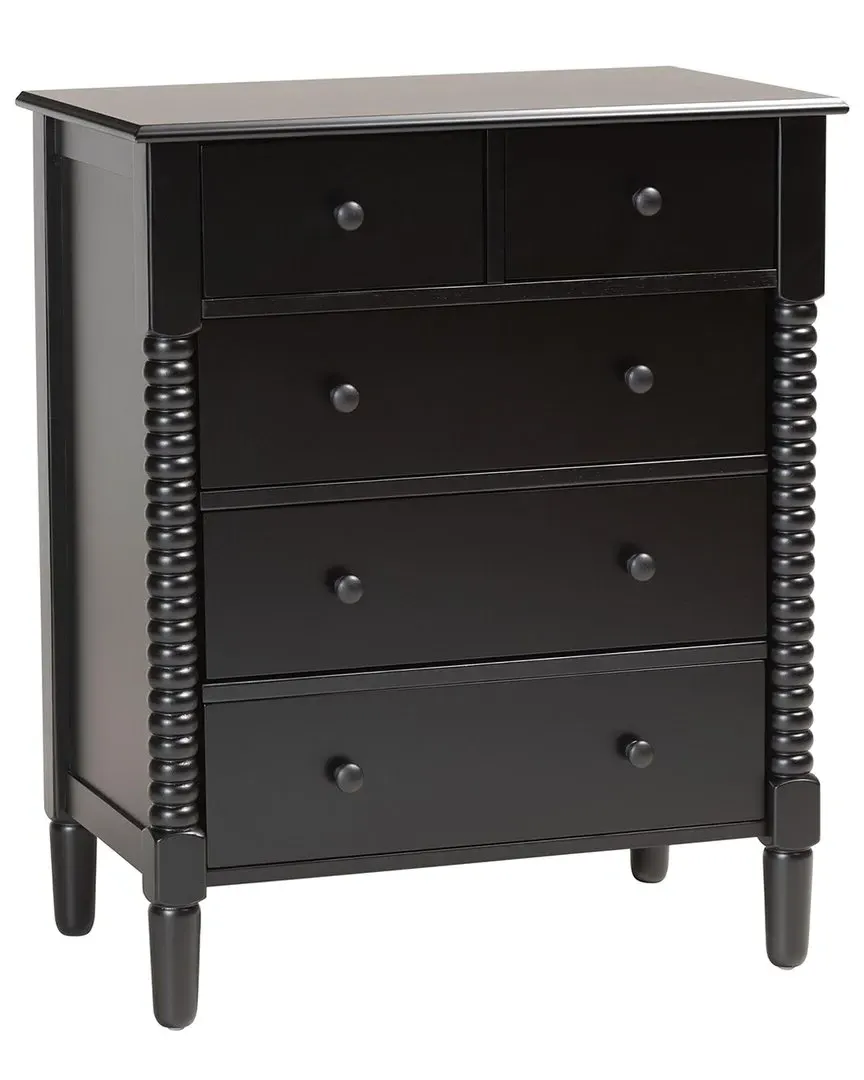 Braith 5-Drawer Chest with Spindle Details - Black
