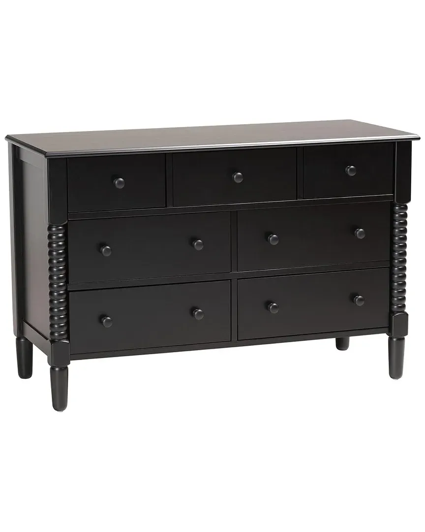 Braith 7-Drawer Dresser with Spindle Details - Black