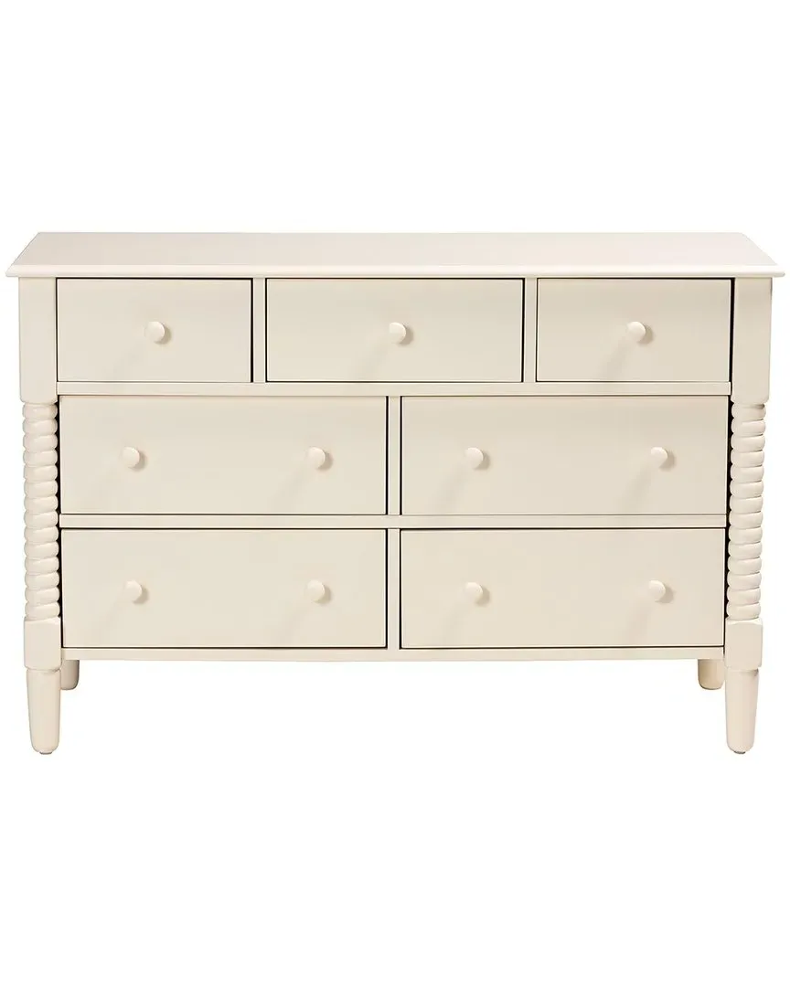 Braith 7-Drawer Dresser with Spindle Details - Ivory