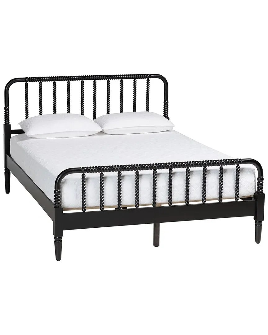 Braith King Size Platform Bed with Spindle Details - Black