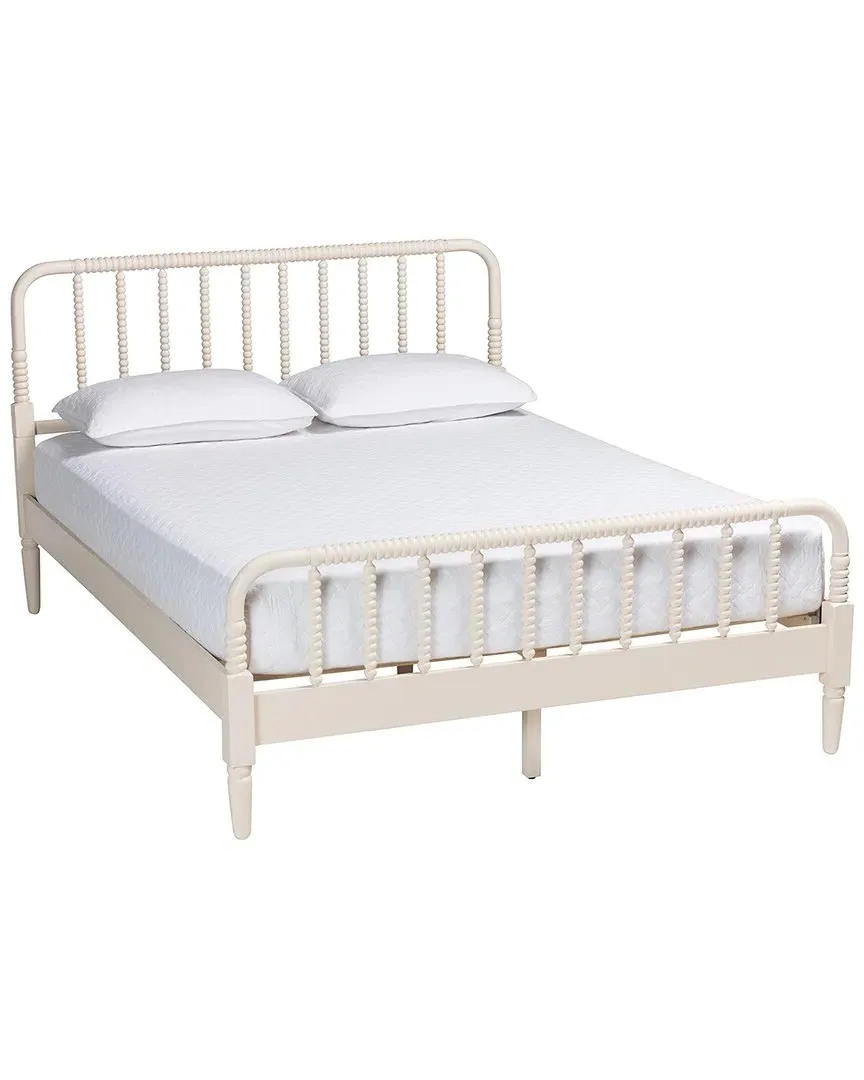 Braith King Size Platform Bed with Spindle Details - Ivory
