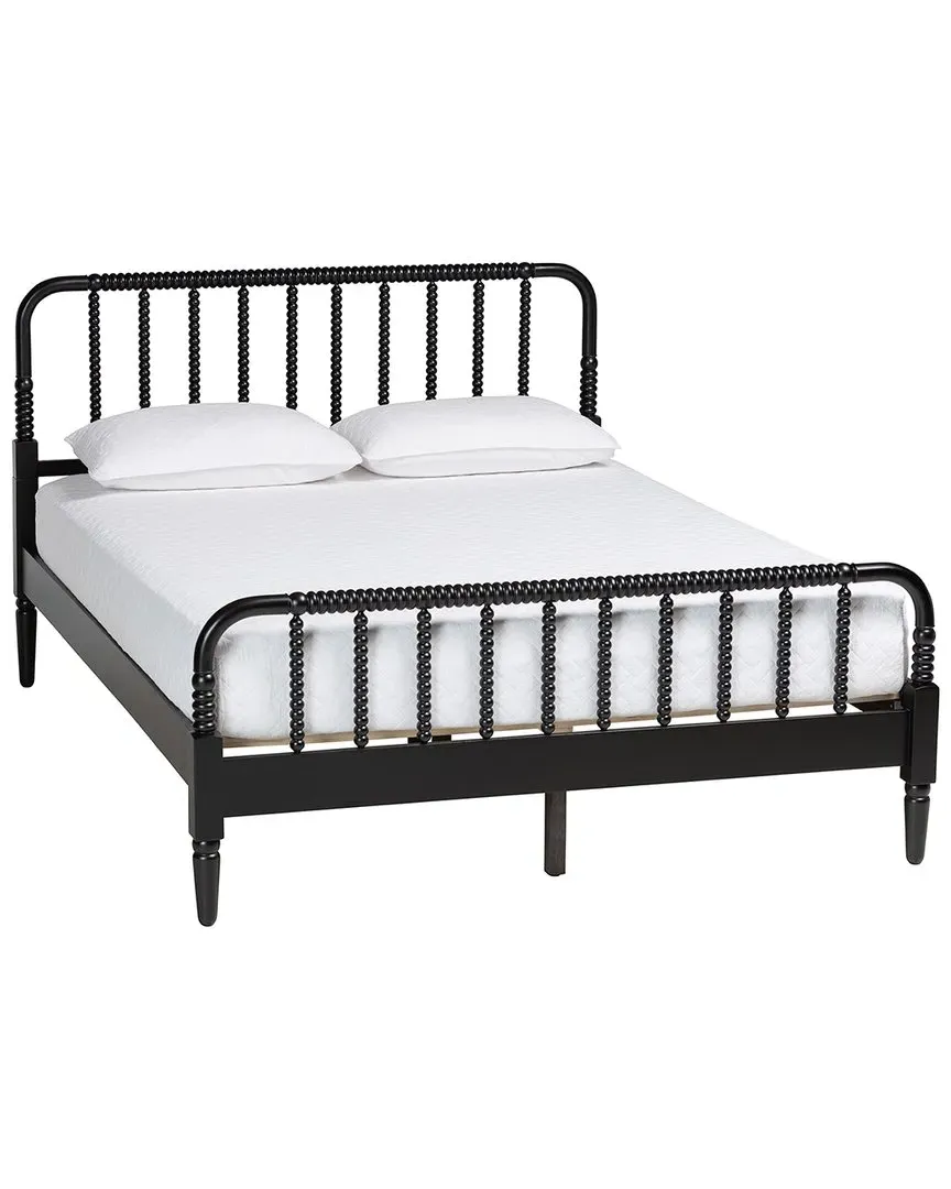 Braith Queen Size Platform Bed with Spindle Details - Black