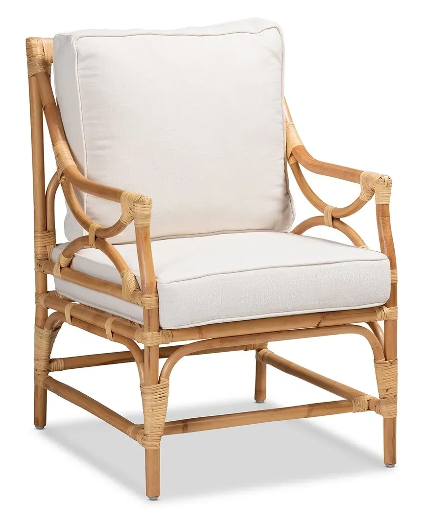 Brandon Upholstered Rattan Armchair - White