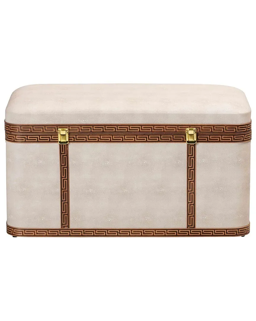 Brenner Storage Trunk - Beige, Faux Shagreen image