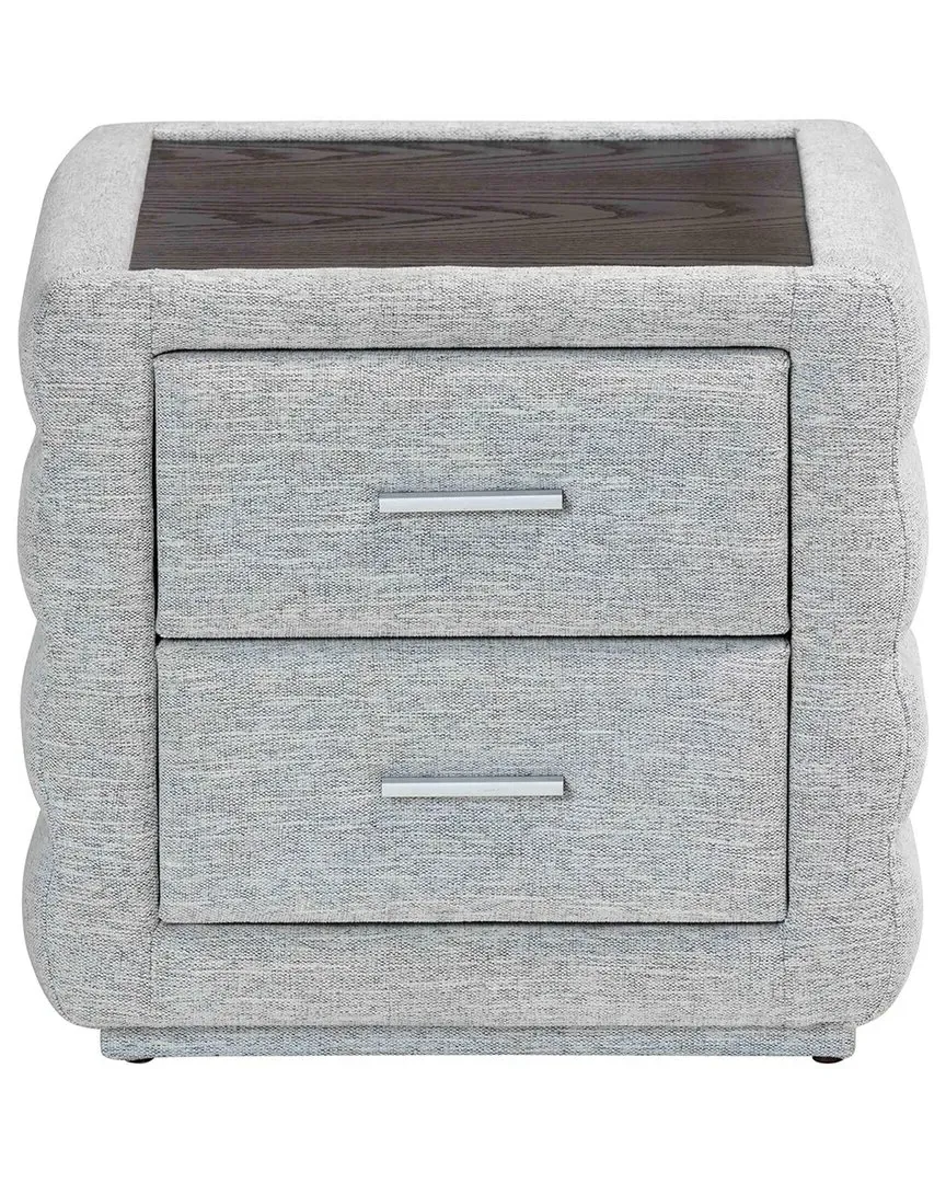 Cadmus Channel-Tufted 2-Drawer Nightstand - Light Grey