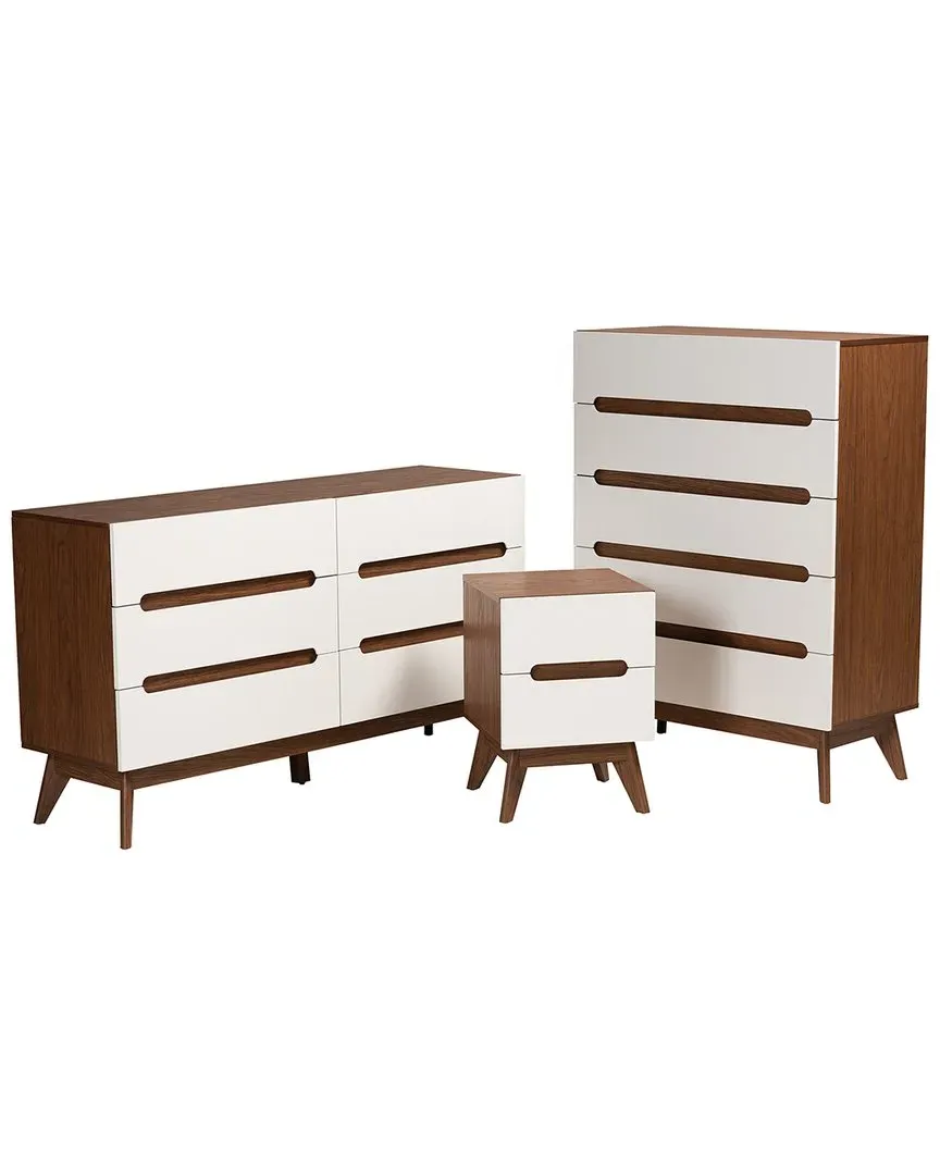 Calypso 3-Piece Storage Set - White, Walnut image
