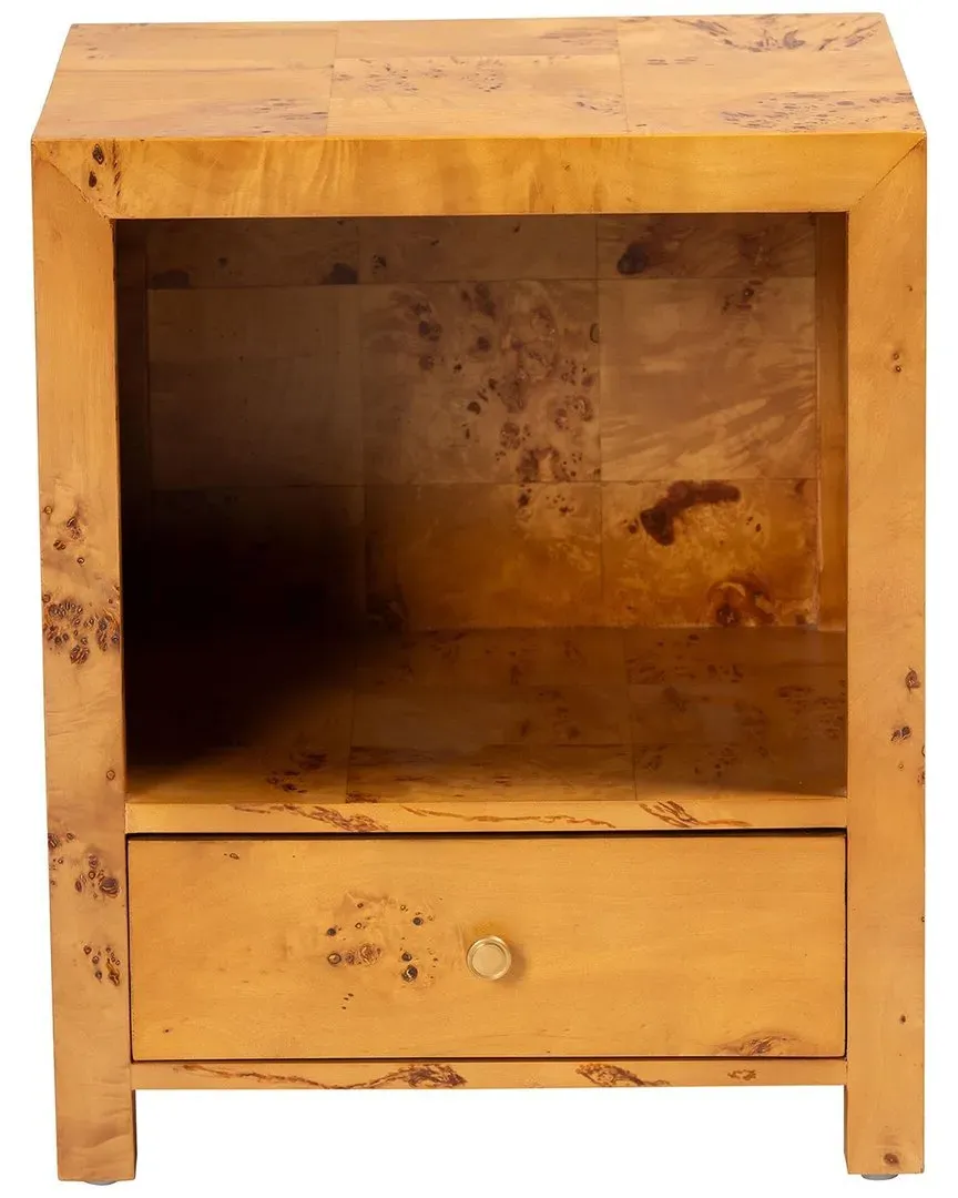 Camira 1-Drawer Nightstand - Light Mappa Burl, Wood