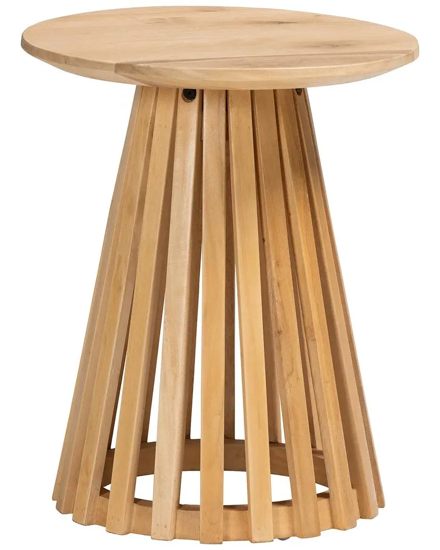 Caribic Round End Table - Natural Brown, Acacia Wood