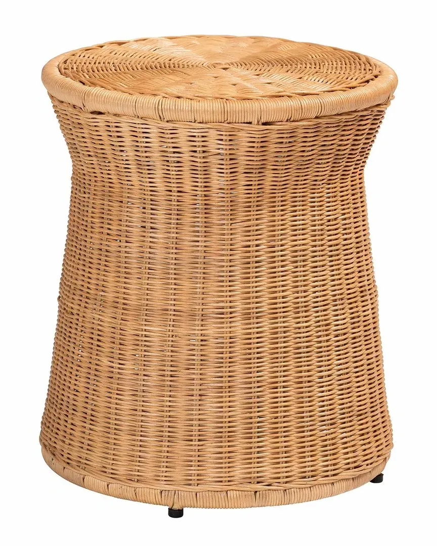 Caroline Round End Table - Light Honey, Rattan