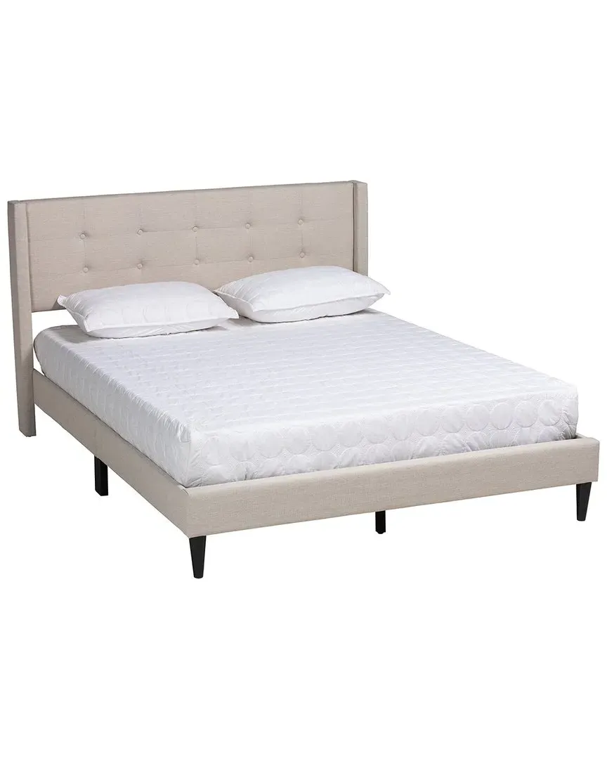 Casol Platform Bed with Wingback Headboard - Beige image