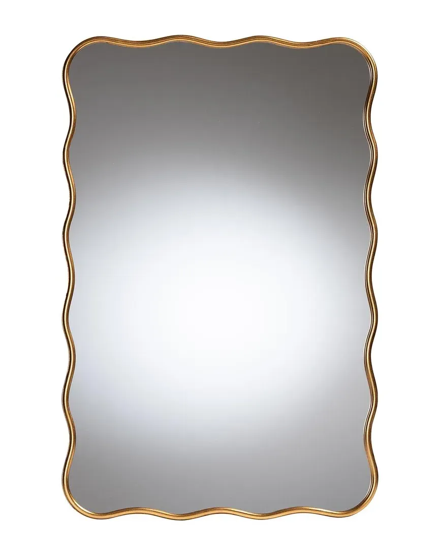 Cassara Scalloped Rectangular Wall Mirror - Antique Gold image