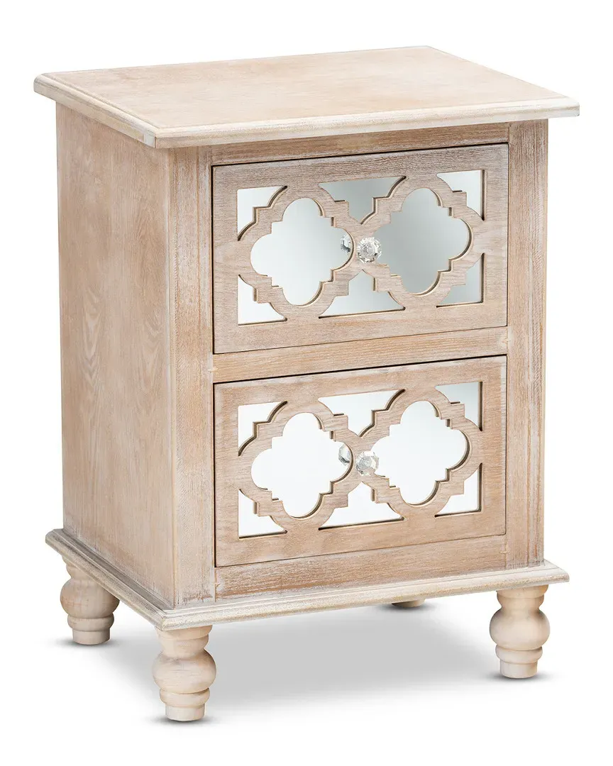 Celia 2-Drawer Quatrefoil Nightstand - Natural, Oak