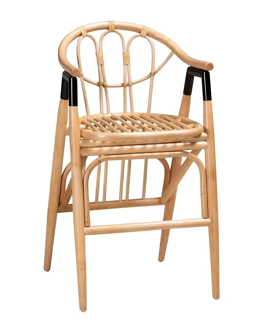Cyntia Rattan Counter Stool with Metal Accents