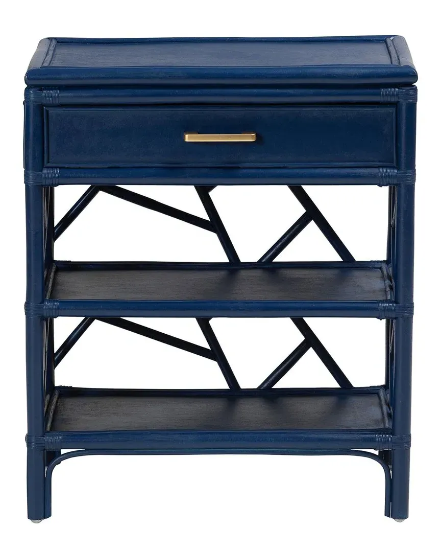 Daina Rattan Nightstand with Drawer - Blue image