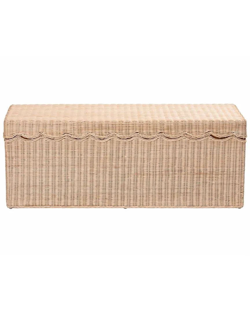 Damita Scallop Storage Bench with Lift-Top - Natural, Rattan image