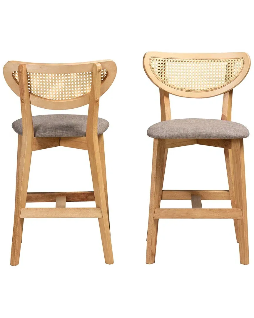 Dannell 2-Piece Counter Stool Set - Grey, Rattan