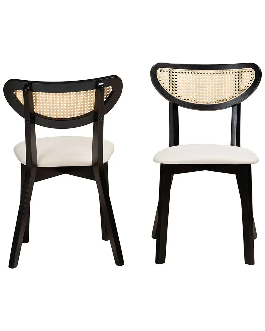Dannell 2-Piece Dining Chair Set - Cream, Rattan