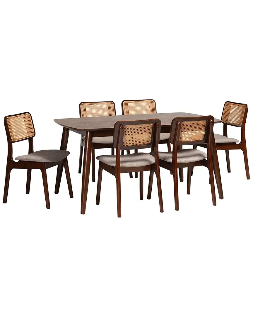 Dannon 7-Piece Dining Set - Grey, Walnut image