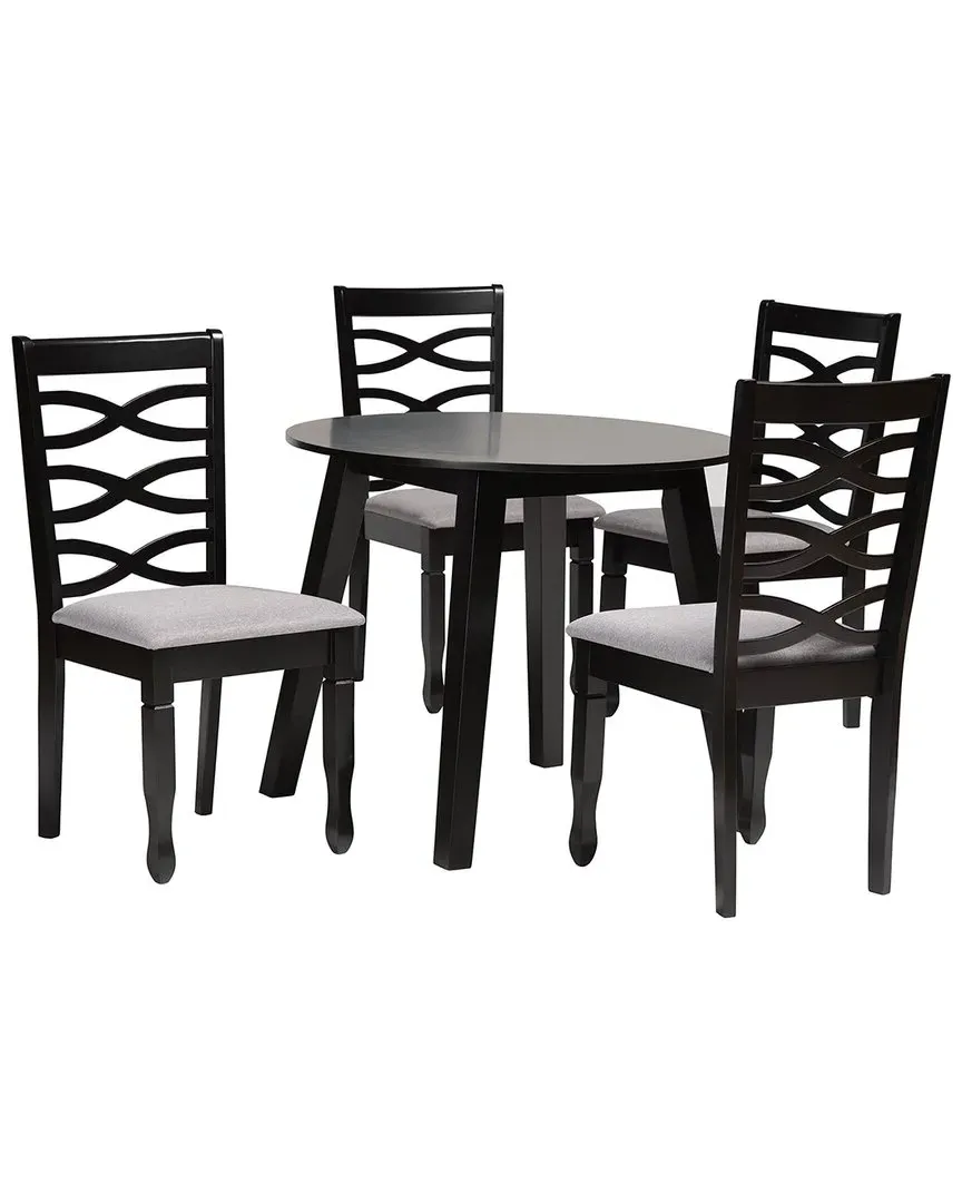 Darina 5-Piece Dining Set - Grey, Rubberwood
