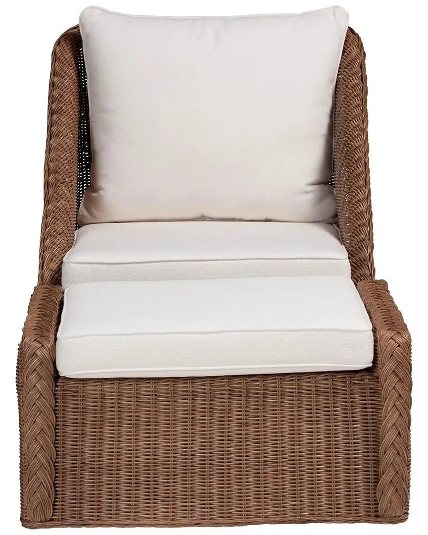 Derris Braided Rattan Arm Chair & Footstool Set - Peanut Brown