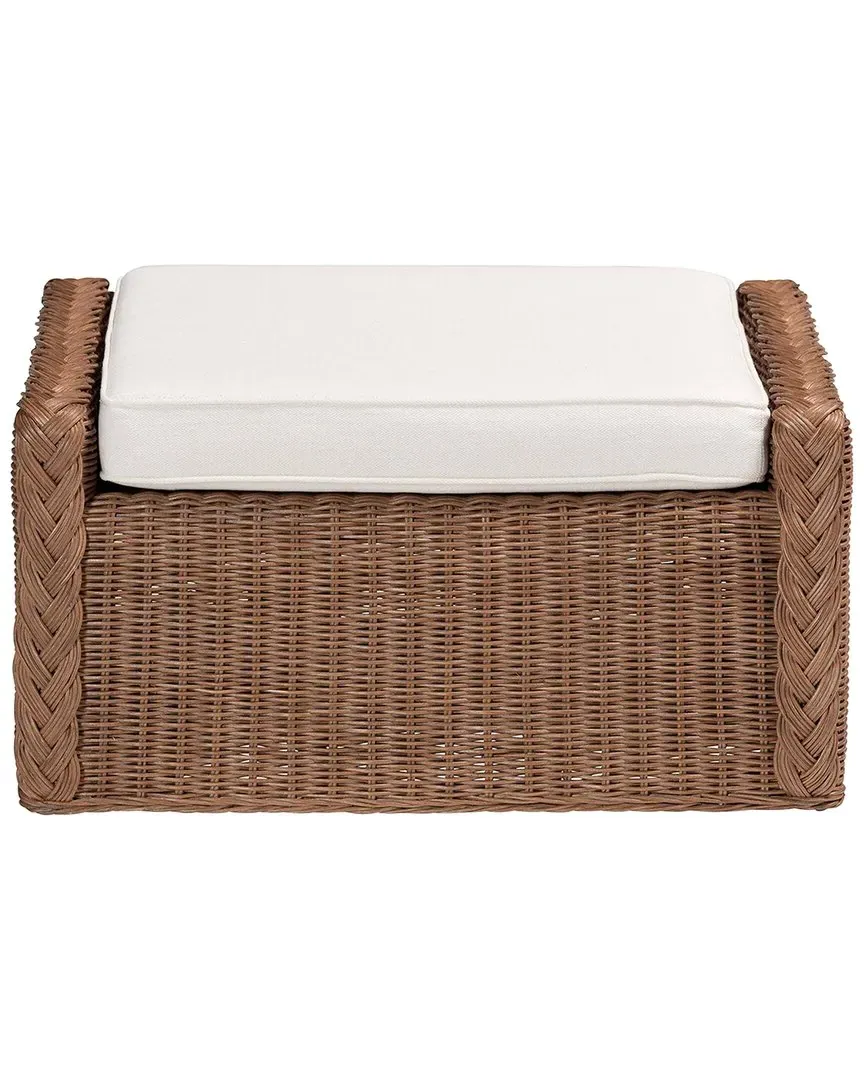 Derris Braided Rattan Footstool - Peanut Brown image