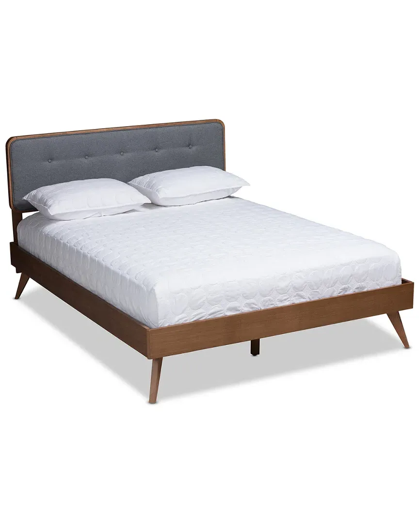 Dilara Queen Size Platform Bed - Dark Grey, Walnut image
