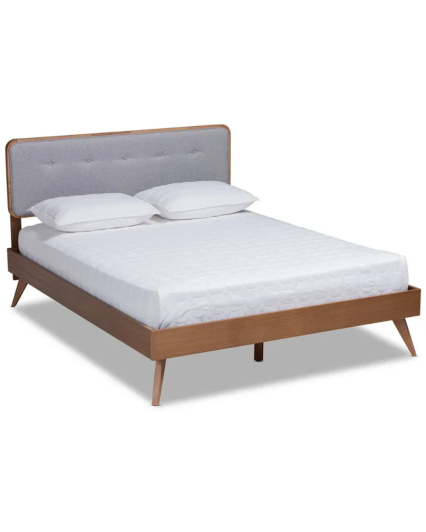Dilara Queen Size Platform Bed - Grey, Walnut
