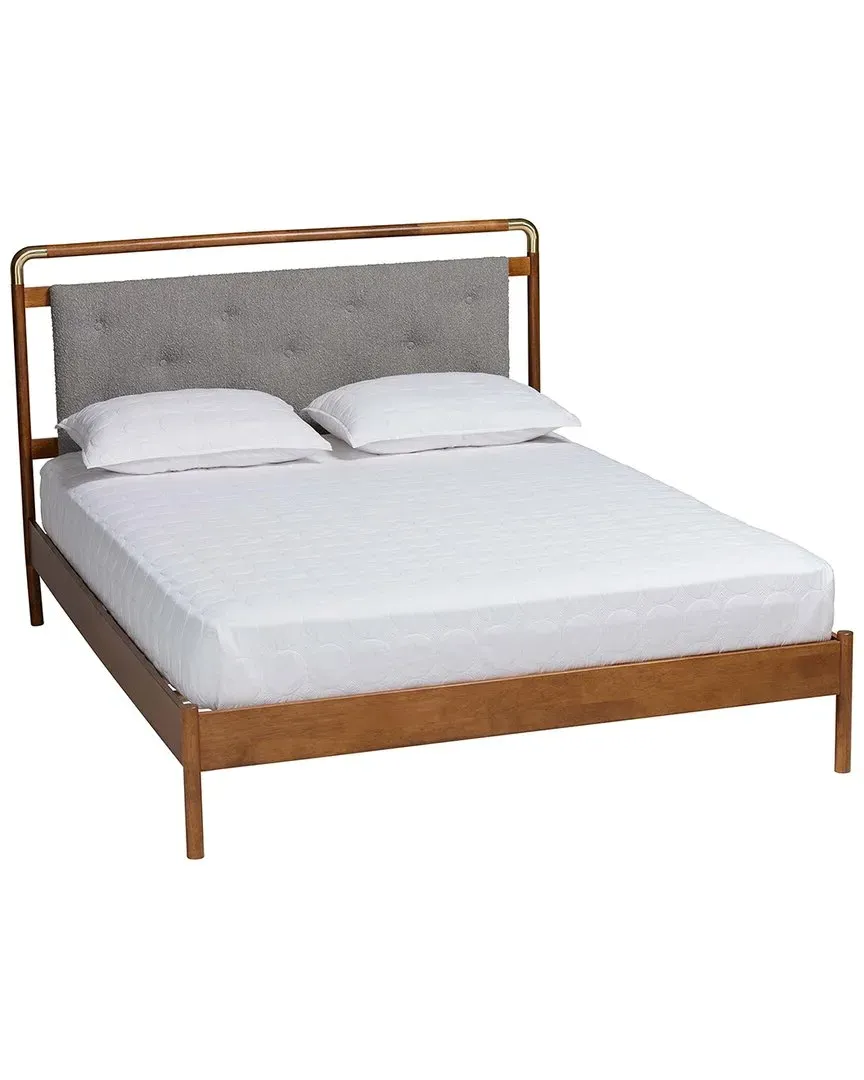 Edwina Queen Size Platform Bed - Grey, Boucle Fabric image