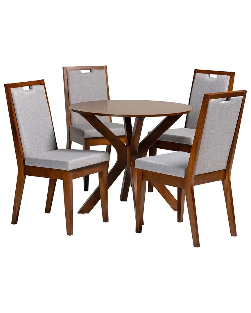 Eira 5-Piece Dining Set - Grey, Rubberwood