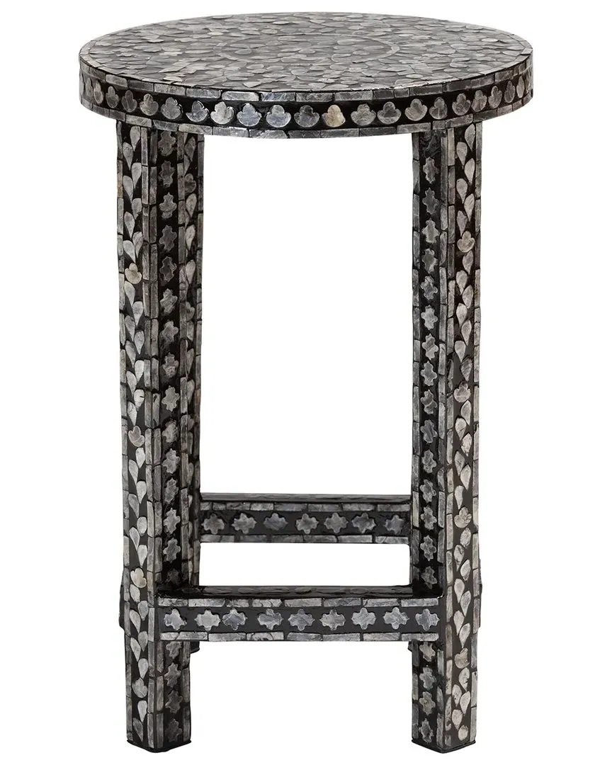 Elara Round End Table - Black & White, Capiz Shell image