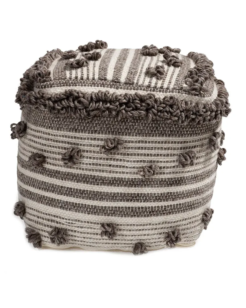 Eligah Pouf Ottoman - Ivory, Wool image