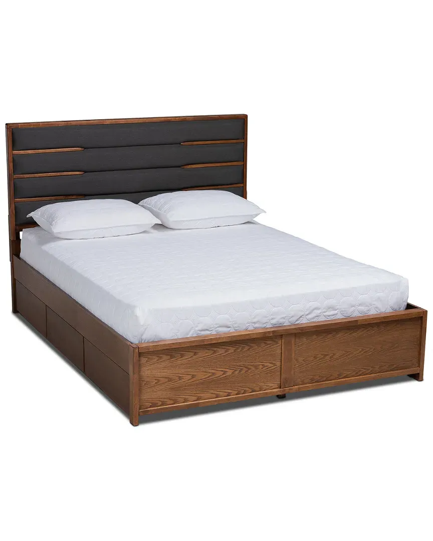Elin Queen Size Platform Storage Bed - Dark Grey, Walnut image
