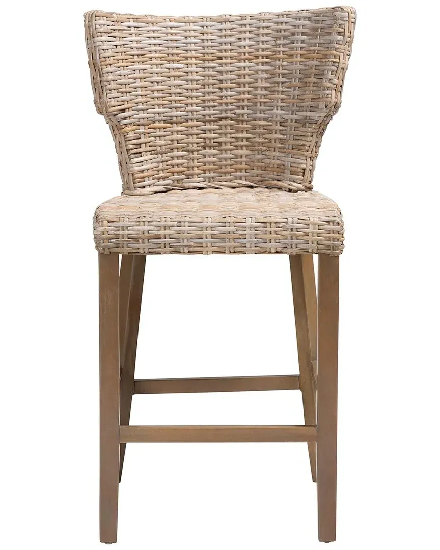 Enver Counter Stool - Kubu Grey, Mahogany Wood