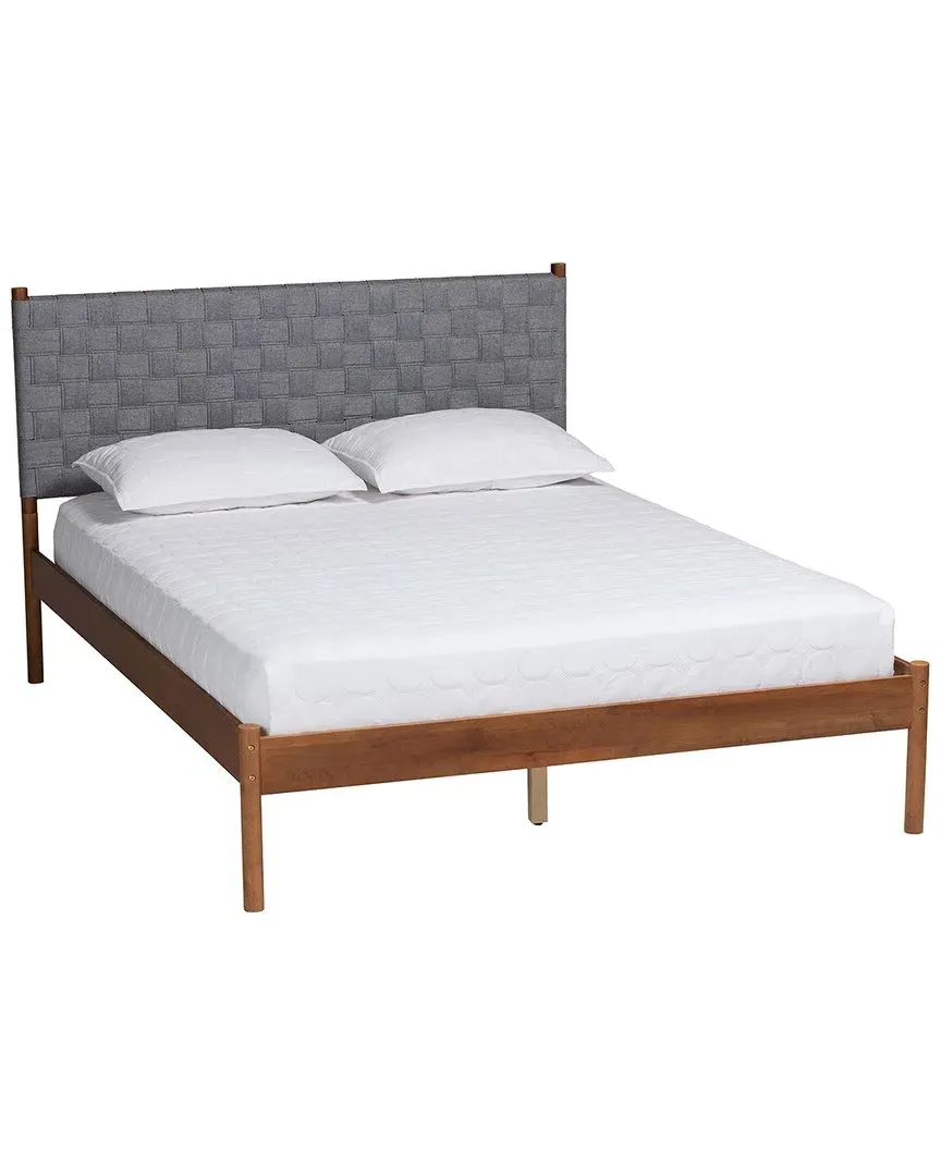Estela Queen Size Platform Bed - Grey, Walnut