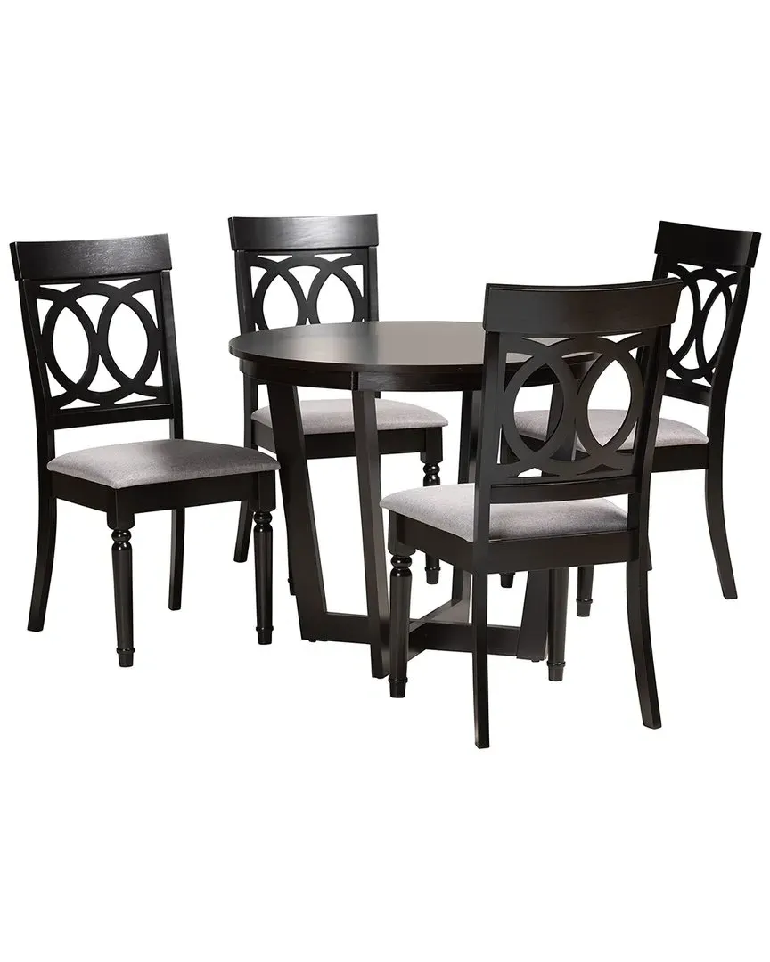 Estelle 5-Piece Dining Set - Grey, Oak Wood