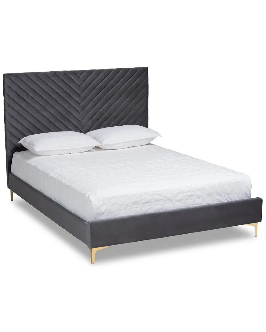 Fabrico King Size Platform Bed - Grey, Velvet image